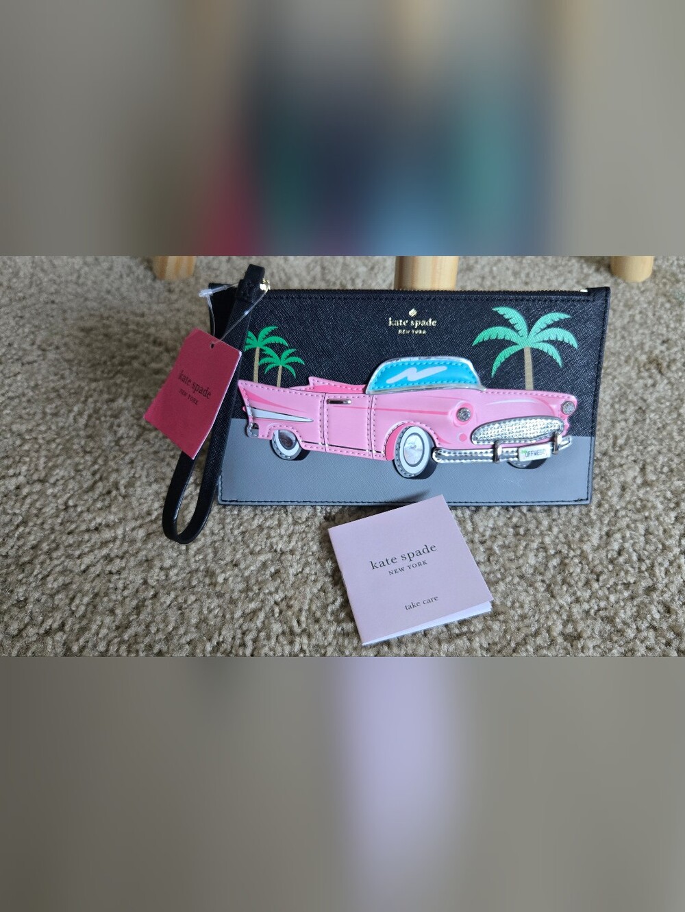 Kate Spade Off We Go Pink Vintage Car Wristlet